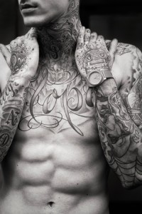 Tattoos at Jean Paul Gaultier, james bort